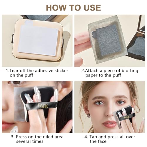 Oil Blotting Sheets for Face, 200 Sheets with Mirror & Puff