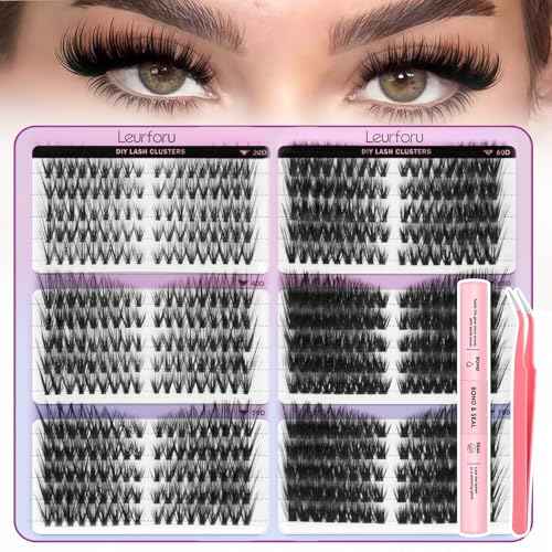 Lash Clusters Kit DIY Eyelash Clusters 530pcs 3D Full Individual Lashes Clusters Kit 30D-100D Pre Map Volume Lash Clusters Volume Self Adhesive Eyelashes Kit With Bond & Seal Tweezers