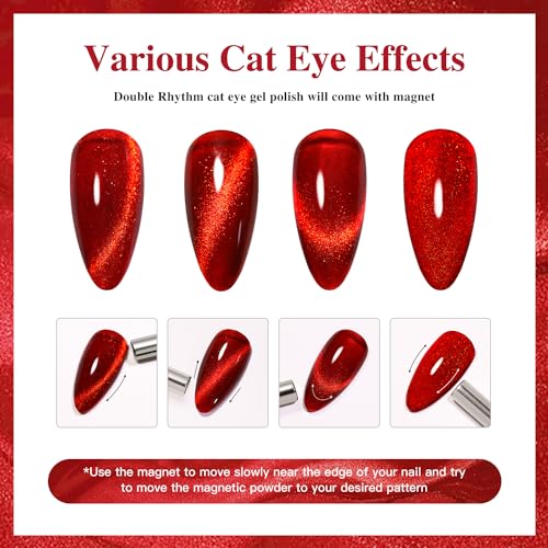 Double Rhythm Cat Eye Gel Nail Polish - Blood Red 15ml
