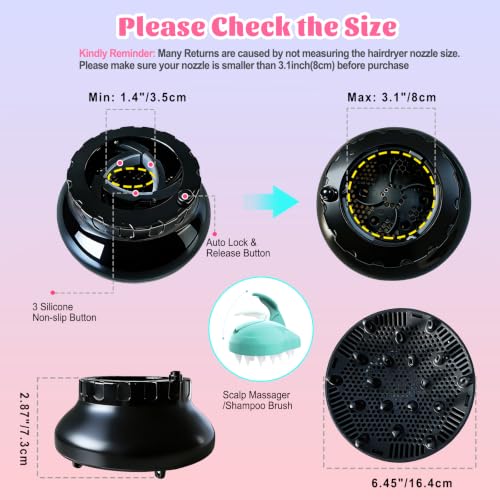Universal Hair Diffuser for 1.4"-3.1" Blow Dryers | Curly Hair