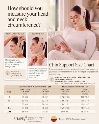 Shape Concept Medium Black Chin Support Band Post-Surgery Neck Face Compression