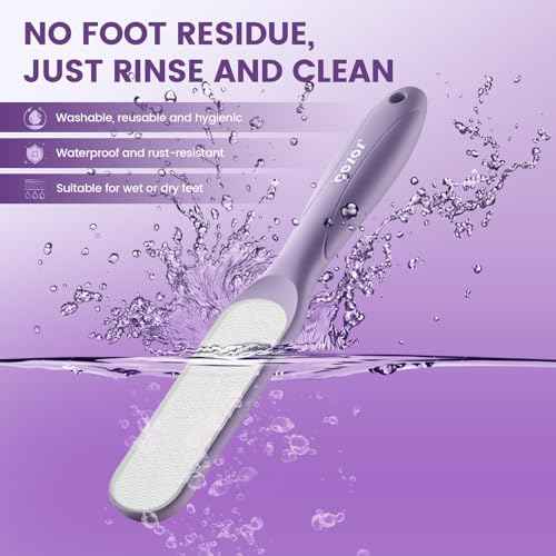 BEZOX Glass Foot File Callus Remover for Feet(1 PCS) - Foot Scrubber for Silky Smooth Heels & Dead Skin Removal | Professional Pedicure Heel File, Washable Foot Scraper - Purple