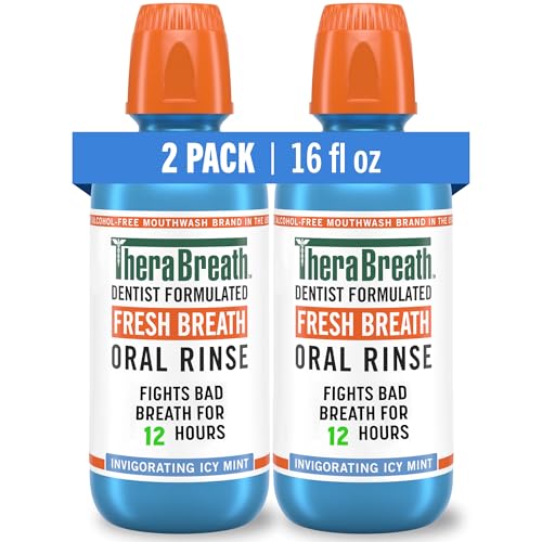 TheraBreath Alcohol-Free Mouthwash, Icy Mint, 16 Fl Oz (2-Pack)
