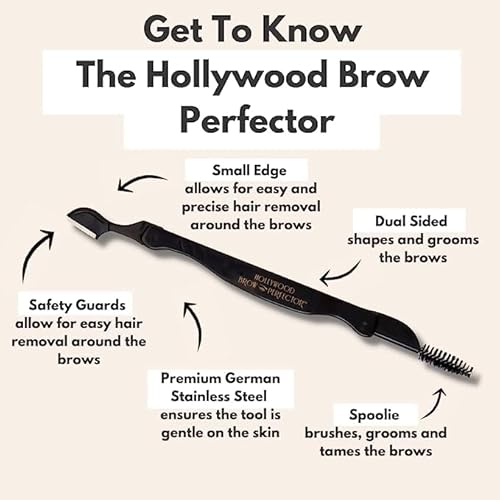 Hollywood Browzer Brow Perfector - Eyebrow Razor For Women and Men - Travel Size Brow Shaping Tool - Eyebrow Grooming Kit - 1 pc