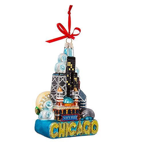 Kurt Adler Chicago Glass Ornament, 5-Inch