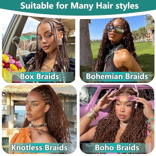 DiexrLamx Brown #30 Deep Water Wave Human Hair Bundles 24 Inch for Braiding, 150g