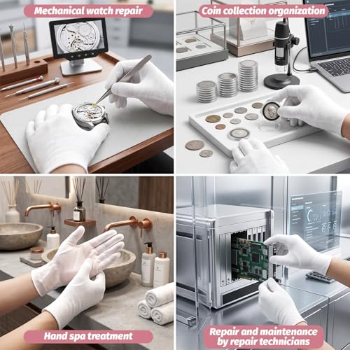 120 Pcs White Cotton Gloves for Spa & Inspection