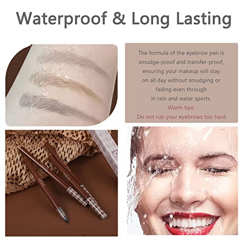 Liquid Eyebrow Pencil Set - Ultra Fine Tip, Waterproof, Gray & Brown