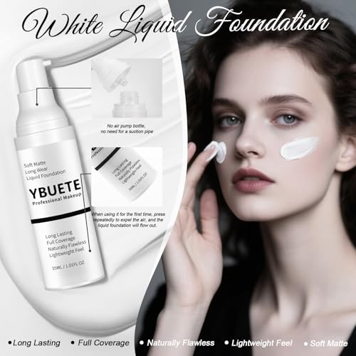 White Liquid Foundation for Halloween Makeup - Full Coverage Waterproof