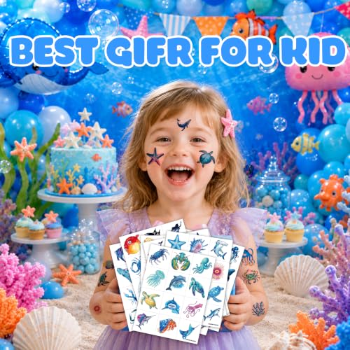 Ocean Animals Temporary Tattoos 96 PCS for Kids