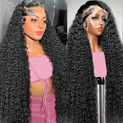 12 Inch Deep Wave Lace Front Wigs Human Hair 250 Density 13x6 HD Lace Frontal Wigs Human Hair Pre Plucked Deep Curly Glueless Wigs for Women