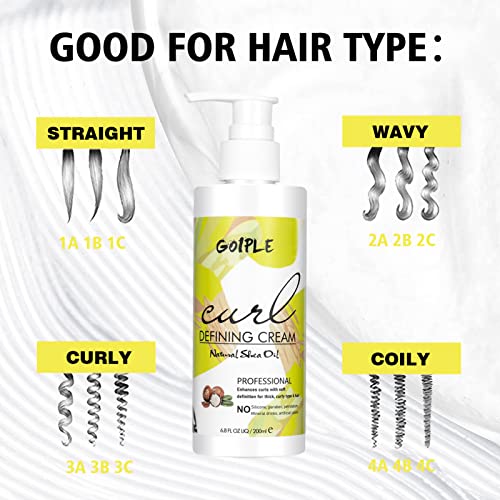 Wozutunt Curl Defining Cream for Natural Wavy & Curly Hair - Anti-Frizz Styling with Brush