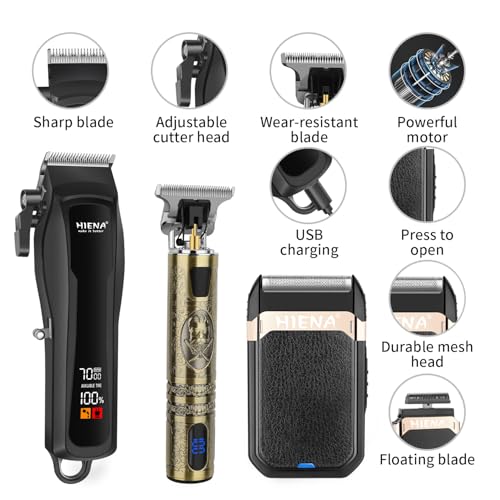 HIENA PRO Cordless Hair Clippers & Beard Trimmer Set