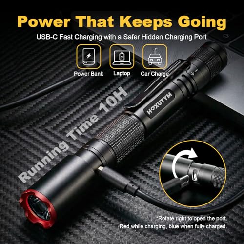 Hoxutym Rechargeable Pen Light - 800 Lumen USB-C Flashlight