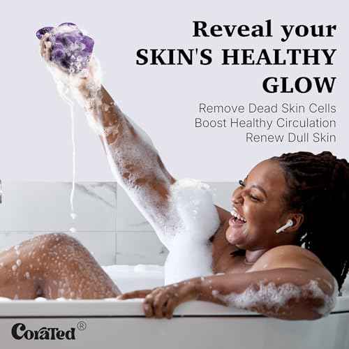 CORATED African Net Sponge Authentic, Shower Loofah Exfoliating Bath Sponge, Body Scrubber for Women and Men Daily Use Body Care, Travel Portable, Durable Bath Accessories for Bathroom (Linen & Brown)
