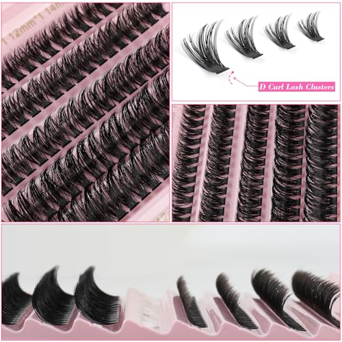 Eyelash Extension Kit 167pcs DIY Individual & Cluster Lashes 8-16mm D Curl