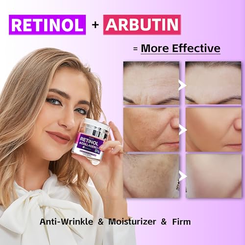 Collagen Moisturizer Retinol Face Cream with Hyaluronic Acid & Arbutin, Day & Night Anti Aging Facial Moisturizing Cream for Face and Neck to Reduce Wrinkles, Women and Men £¬1.85 Fl Oz