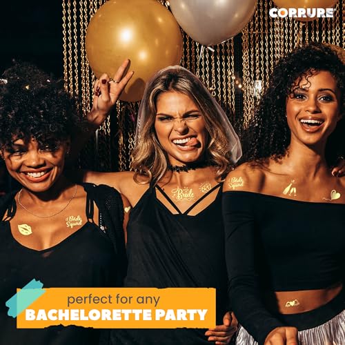 CORRURE Gold Temporary Tattoos - 38pcs Bachelorette Party Favors