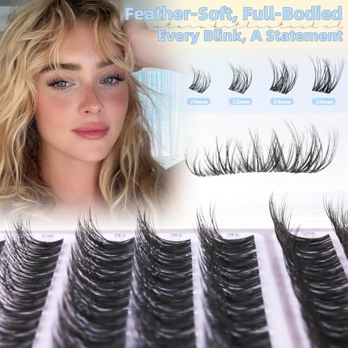 JMS&JMS Lash Clusters Kit 3D Effect Lash Extension Kit 80D 100D Fluffy Lash Clusters D Curl Lash Lift Kit with Lash Bond and Seal Waterproof, Lash Applicator, Thick False Eyelashes Kit (10-18MIX)