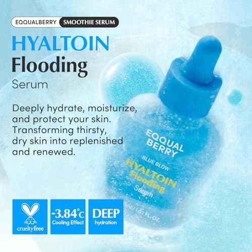 EQQUALBERRY Hyaltoin Flooding Smoothie Serum ? Deep Hydrating Korean Skin Care with 11 Hyaluronic Acids, Ectoine & Glacier Water, Barrier-Strengthening with 5 Ceramides, Fresh Glow (1.01oz / 30ml)