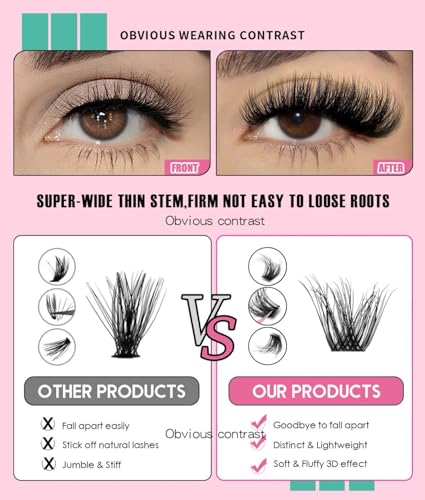 3-Color D-Curl Cluster Lashes 60D/80D/100D Kit with Curler