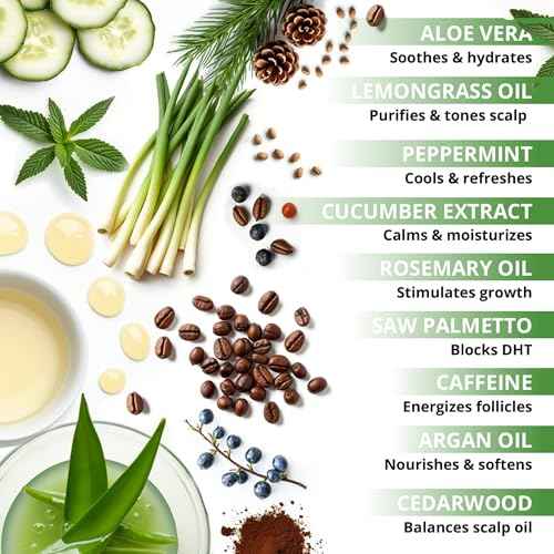 Rosemary & Lemongrass Hair Growth Shampoo for Thinning Hair, Strengthening & Volumizing, Made in USA