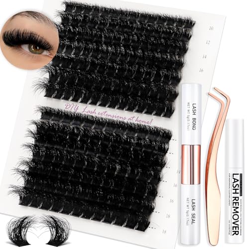 Fluffy Lash Extension Kit 182Pcs Cluster Lashes 10-18mm