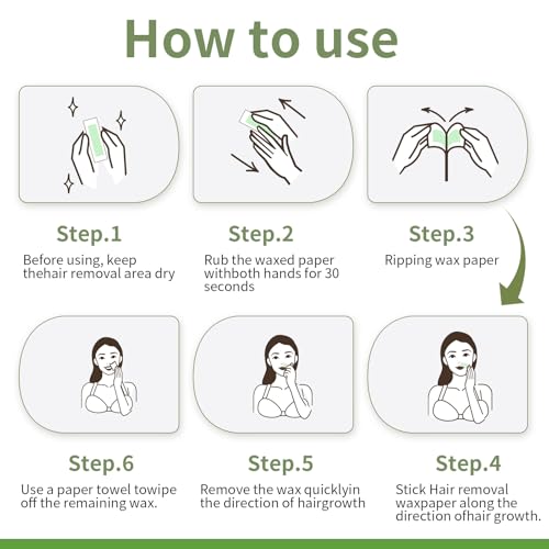 Facial Wax Strips for Women ? 98% Natural, Hypoallergenic Formula for Sensitive Skin ? Quick & Gentle Hair Removal for Upper Lip, Eyebrows, Chin, Bikini Line & Legs 40Pcs