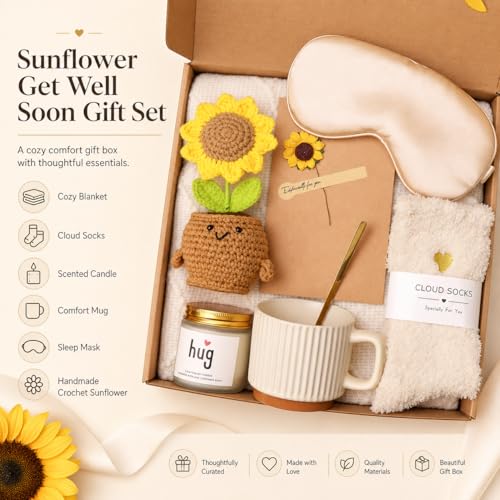 Sunflower Care Package Gift Set for Women – 8-Piece Comfort Basket