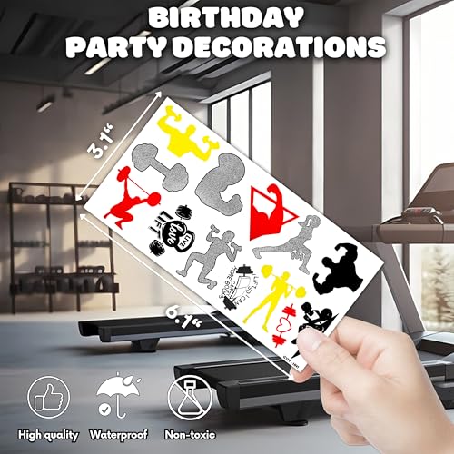 96 PCS Gym Fitness Workout Temporary Tattoos Themed Birthday Party Decorations Supplies Favors Decor Bodybuilding Motivational Quotes Tattoo Stickers Gifts for Men Girls Boys Class Prizes Carnival