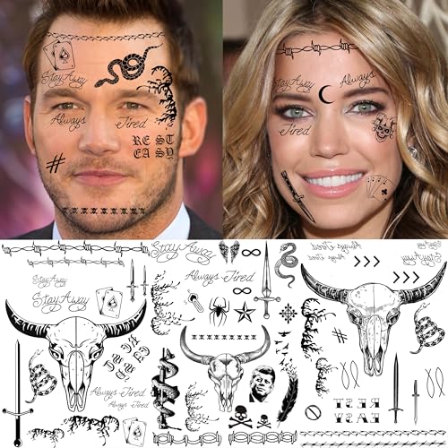 5 Sheets Temporary Tattoos Halloween Costume Set for Men Women
