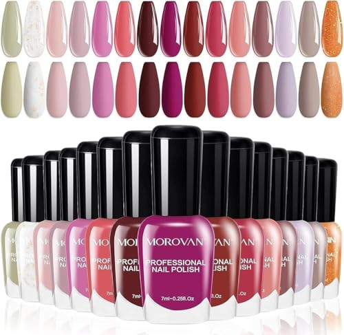 Morovan 15-Piece Nail Polish Set - Red, Pink & Burgundy