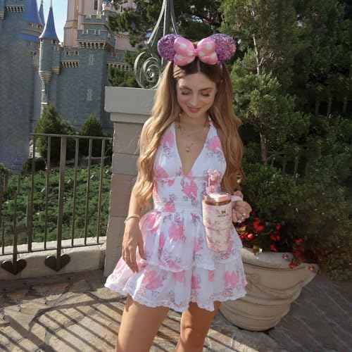 JIAHANG 3D Sequin Mouse Ear Headband, Satin Bow Hairband with Polka Dots, Hair Bow Velvet Headwear for Women Girls