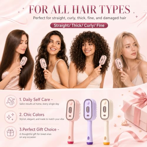 Electric Spray Hair Comb with Water Mist: Rechargeable Scalp Massage & Frizz Control