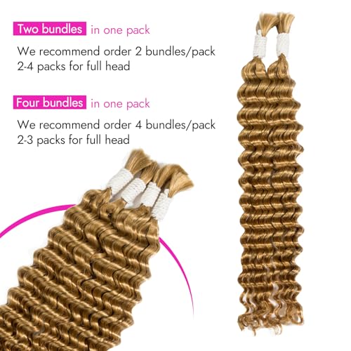 Gopukso Honey Blonde Deep Wave Human Braiding Hair 18 Inch for Boho Braids - 2 Bundles