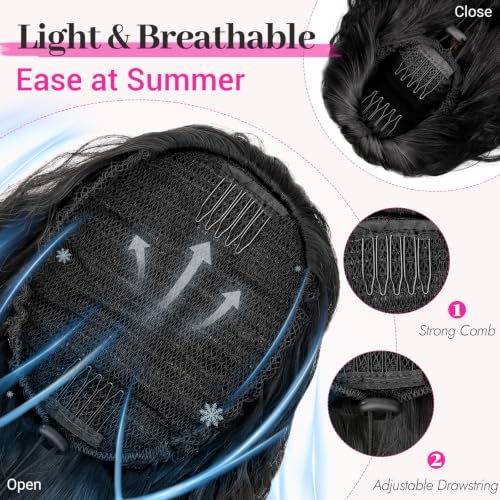 KooKaStyle 30 Inch Curly Ponytail Extension Drawstring Black