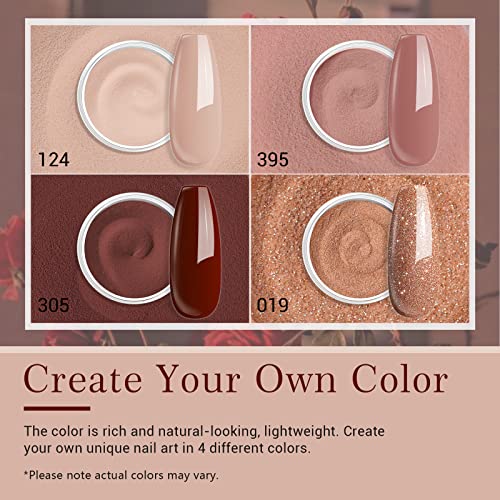 AZUREBEAUTY 4 Colors Dip Powder Nail Kit with Coffe Brown Variant, Salon-Quality Manicure Set