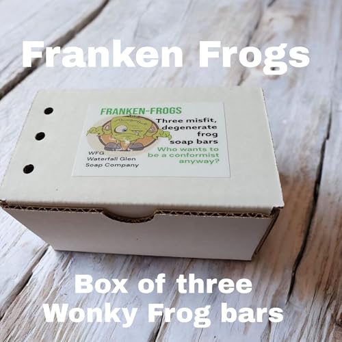 WFG Waterfall Glen Soap Company Franken Frogs Vegan Soap Bars, Box of 3, Assorted Designs
