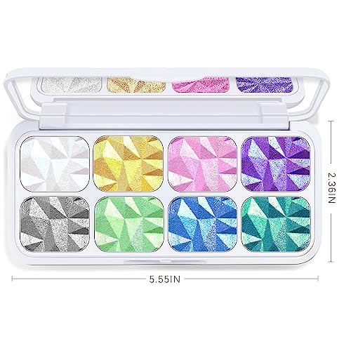 HOSAILY 8 Colors Diamond Highlighter Palette with Mirror