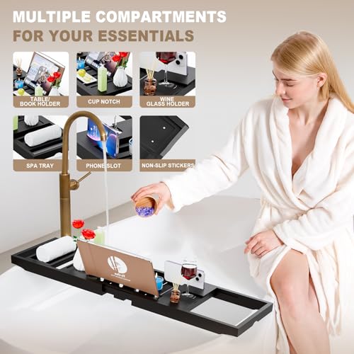 Foldable Bathtub Caddy Expandable Bath Tray