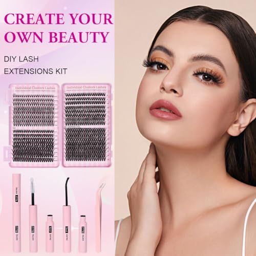 AOMIG Cluster Eyelash Extensions Kit, 570PCS Volume Lashes 8-16mm