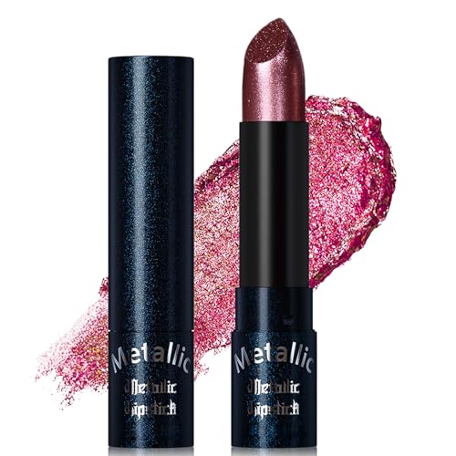 Burgundy Metallic Glitter Lipstick - Long Lasting Shimmer