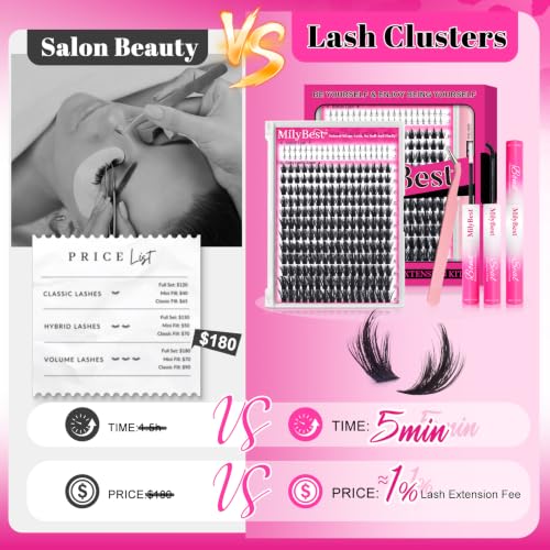 MilyBest Manga Lash Clusters Kit - Spiky Wispy Eyelash Extensions 10-18mm
