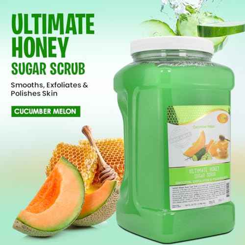 SPA REDI - Sugar Body Scrub, Honey, Cucumber Melon, 128 Oz, Exfoliating, Moisturizing, Hydrating and Nourishing, Glow, Polish, Smooth and Fresh Skin - Body Exfoliator
