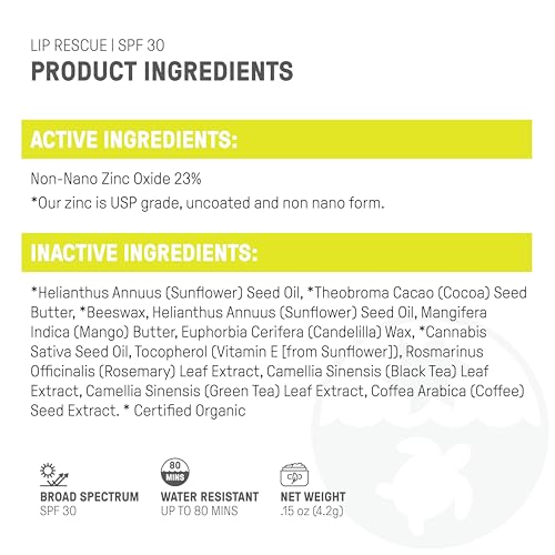 Raw Elements Organic Sunscreen Lip Balm - SPF 30, Reef-Safe