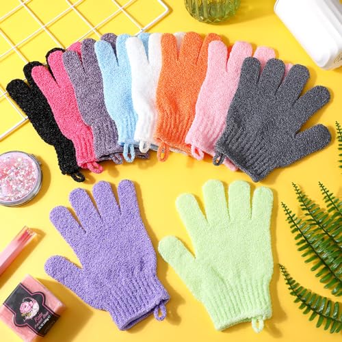 200 Pcs Exfoliating Gloves Bulk for Shower Body Double Sided Gloves Exfoliating Bath Mitt with Hanging Loop Bath for Women Men Bathing Skin Scrubber Accessories Beauty Spa(Multicolor)