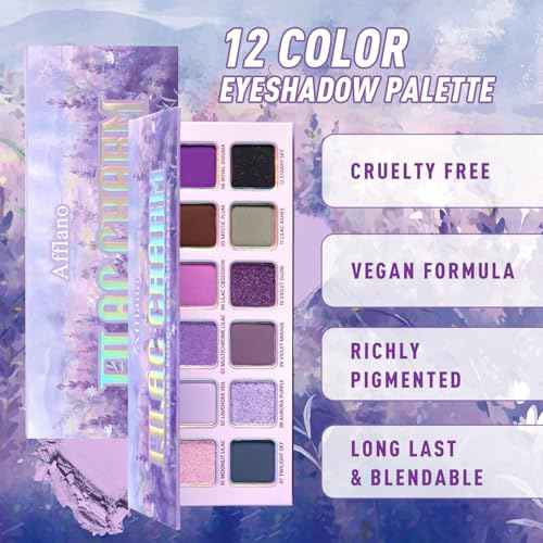 Purple Eyeshadow Palette, Pigmented Matte Shimmer Lavender Lilac Eye Shadow Pallet for Green Eyes, Bright Long Lasting Metallic Multichrome Violet Pink Makeup Pallet for Daily, Smoky, Goth, Blendable