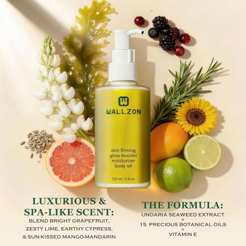 Firming & Moisturizing Body Oil for Women with Seaweed Extract, 5 oz After Shower Skincare Oil, Non-Greasy, Lightweight, Fast-Absorbing, Improves Skin Elasticity, Citrus Scent