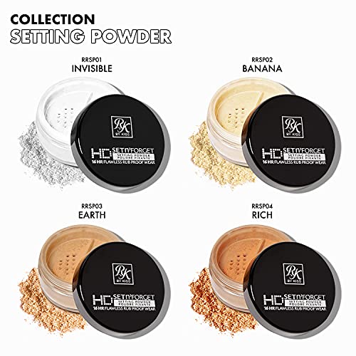 Ruby Kisses Loose Setting Powder 0.4oz, Weightless, Smooths, Mattifying Finish and Shine Control, Pure Silica Mineral Powder (Rich)