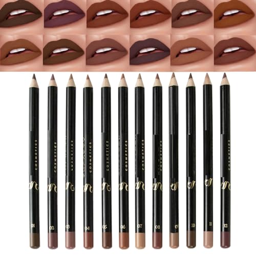 Nude Lip Liner Set 12 Colors - Waterproof Matte Pencils